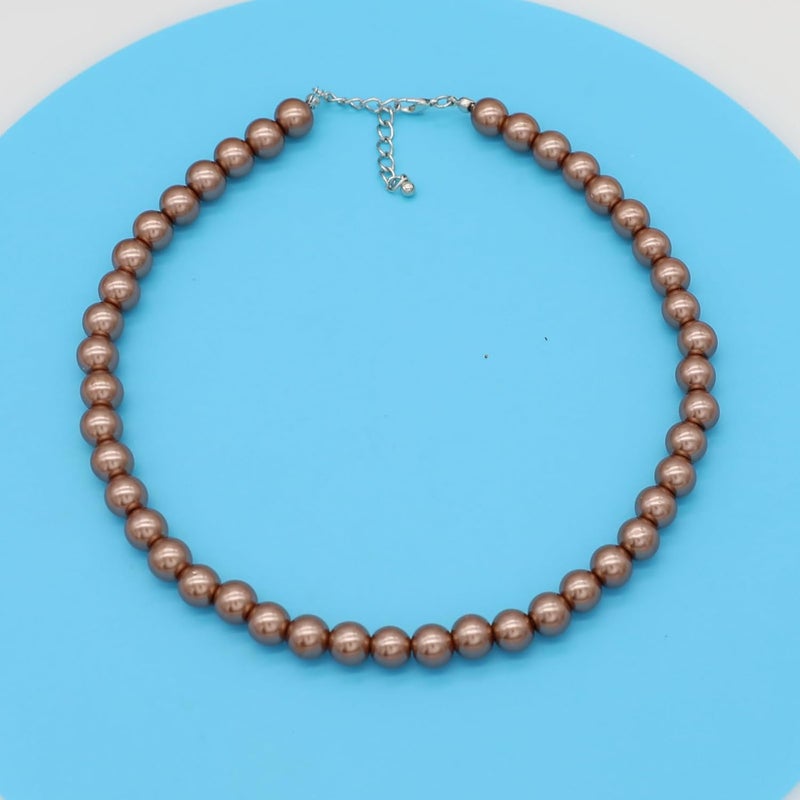 WEWE Pearl Choker Necklace for Women AAA+ Simulated Shell Pearl Necklace Strand Variety Of Colors 10mm Pearls Length 17 Inches - Image 3